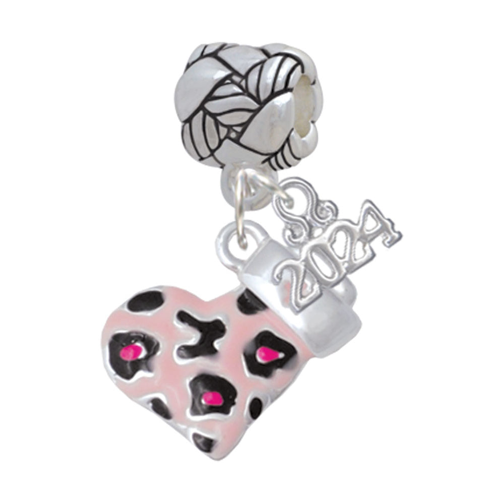 Delight Jewelry Animal Print Heart with Nurse Hat Woven Rope Charm Bead Dangle with Year 2024 Image 1