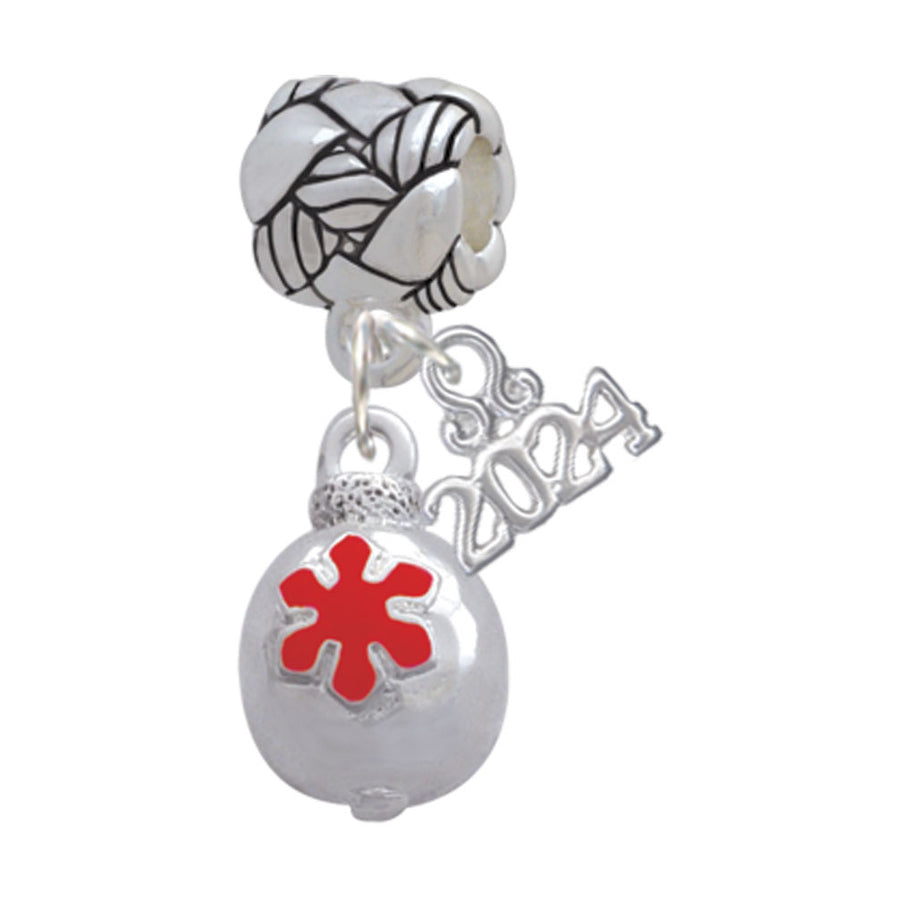 Delight Jewelry Plated Ornament with Snowflake Woven Rope Charm Bead Dangle with Year 2024 Image 1