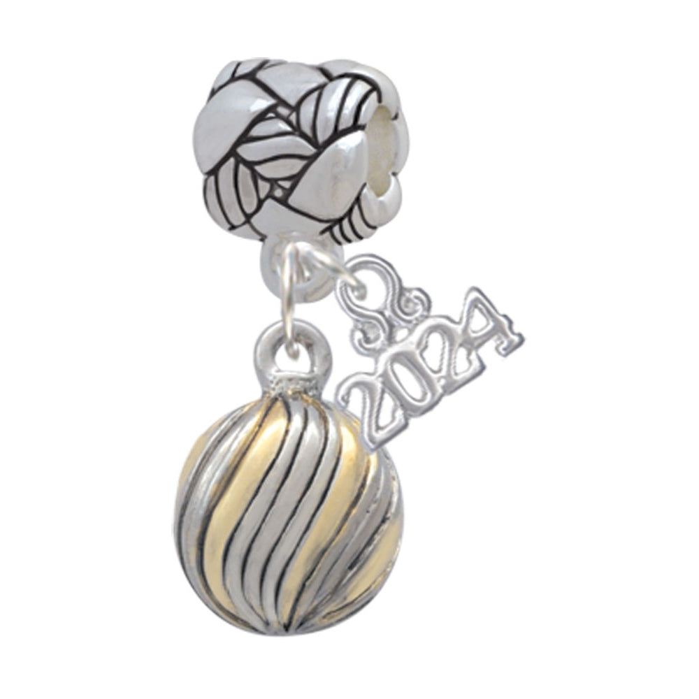 Delight Jewelry Plated 3-D Striped Christmas Ornament Woven Rope Charm Bead Dangle with Year 2024 Image 4