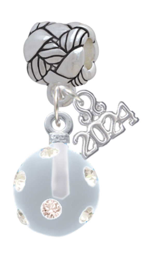 Delight Jewelry Silvertone 3-D Frosted Resin Ornament with Crystals Woven Rope Charm Bead Dangle with Year 2024 Image 4