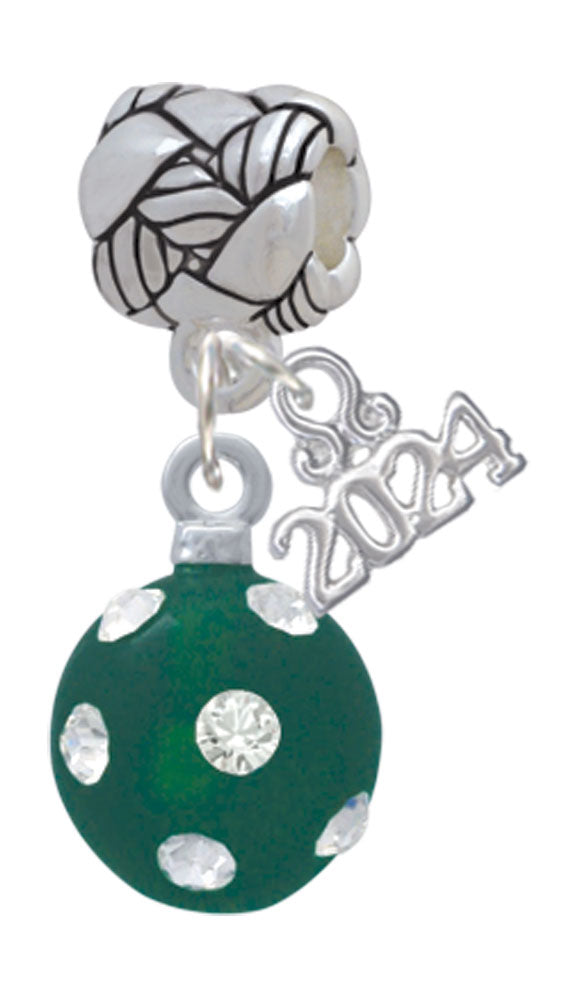 Delight Jewelry Silvertone 3-D Frosted Resin Ornament with Crystals Woven Rope Charm Bead Dangle with Year 2024 Image 1