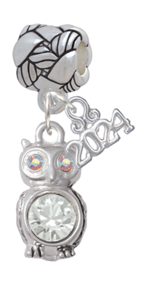 Delight Jewelry Silvertone 3-D Crystal Owl Woven Rope Charm Bead Dangle with Year 2024 Image 4