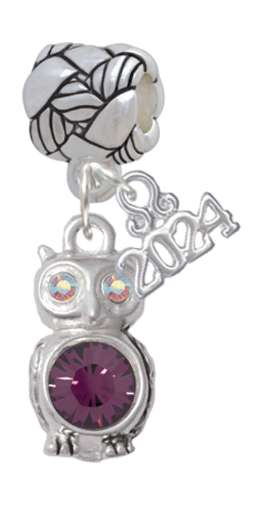 Delight Jewelry Silvertone 3-D Crystal Owl Woven Rope Charm Bead Dangle with Year 2024 Image 7