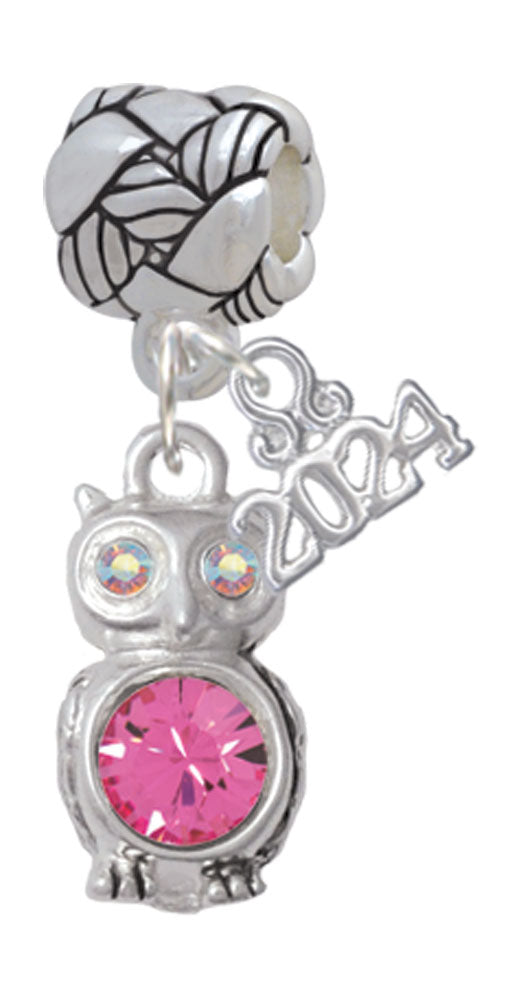 Delight Jewelry Silvertone 3-D Crystal Owl Woven Rope Charm Bead Dangle with Year 2024 Image 8