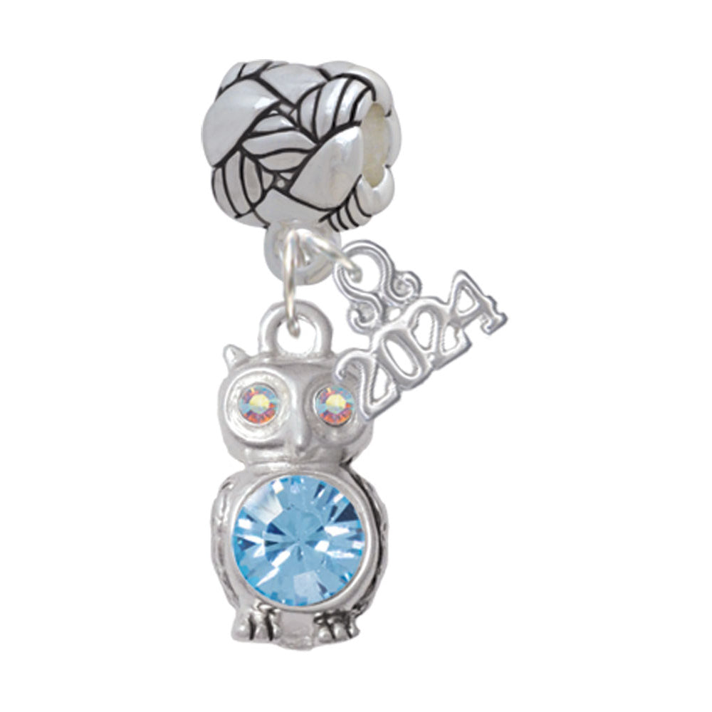 Delight Jewelry Silvertone 3-D Crystal Owl Woven Rope Charm Bead Dangle with Year 2024 Image 9