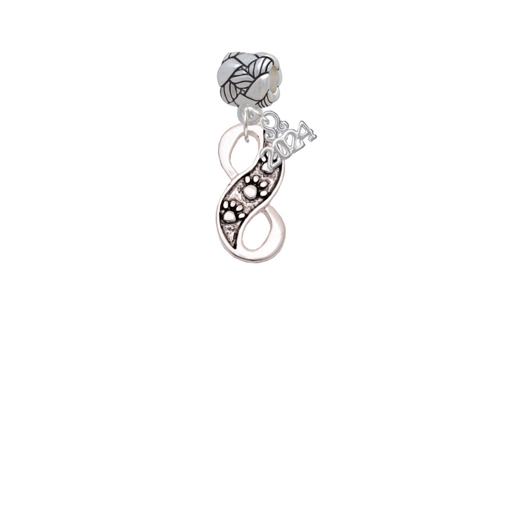 Delight Jewelry Plated Paw Prints Infinity Woven Rope Charm Bead Dangle with Year 2024 Image 1