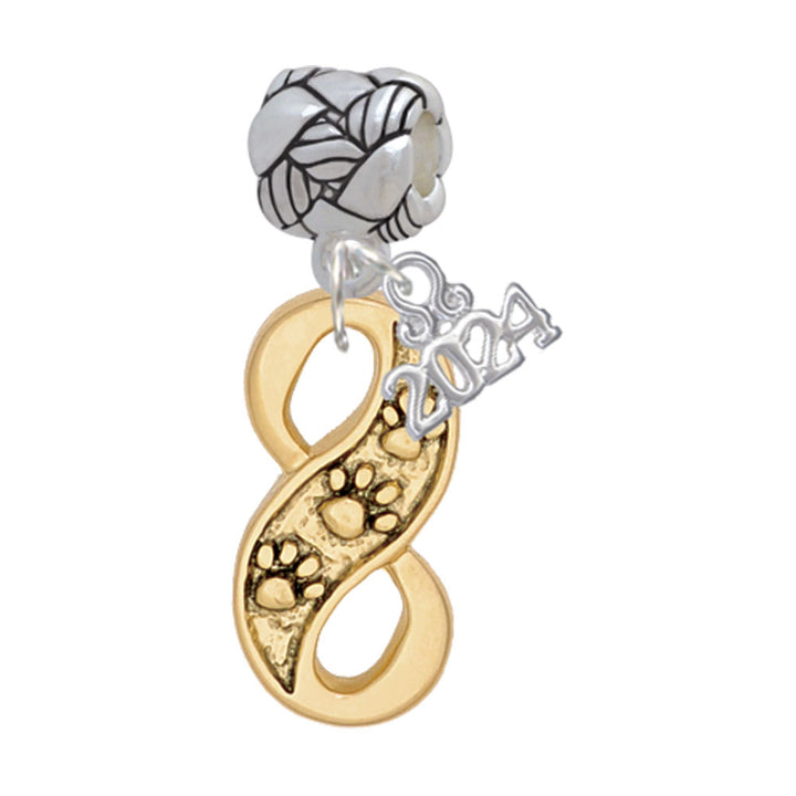 Delight Jewelry Plated Paw Prints Infinity Woven Rope Charm Bead Dangle with Year 2024 Image 4