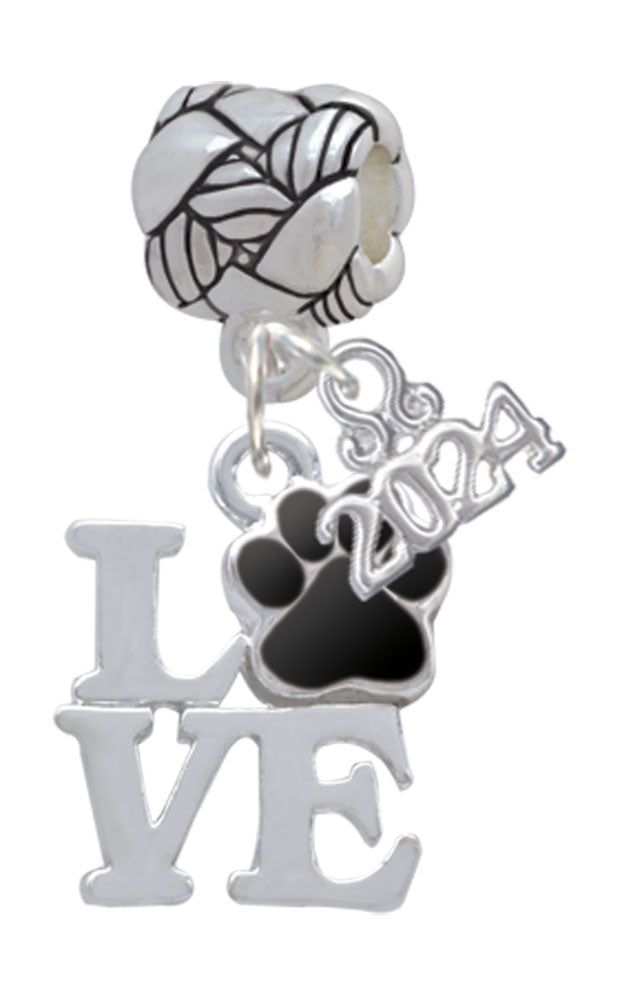 Delight Jewelry Silvertone Love with Color Paw Woven Rope Charm Bead Dangle with Year 2024 Image 1