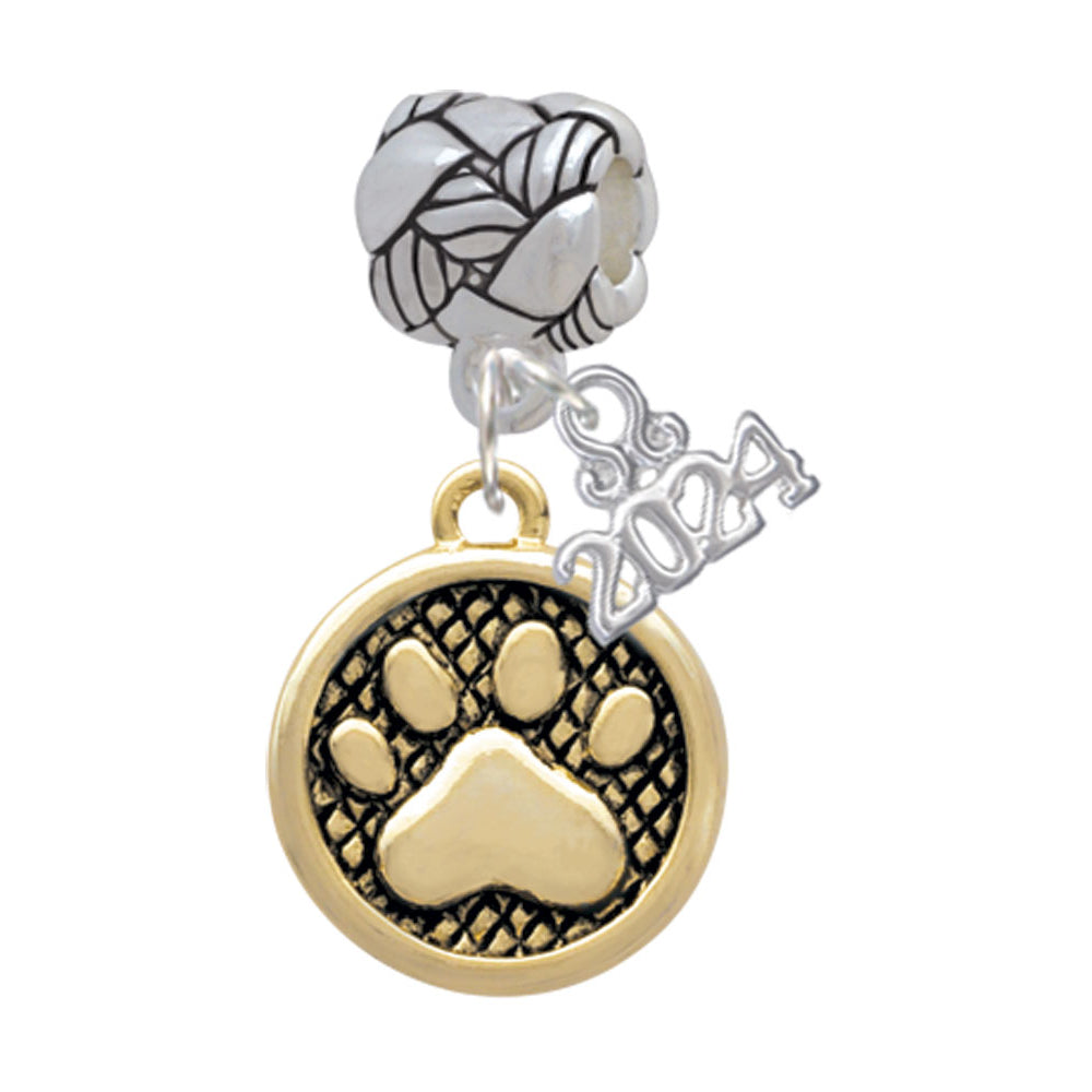 Delight Jewelry Plated Paw in Circle Woven Rope Charm Bead Dangle with Year 2024 Image 4