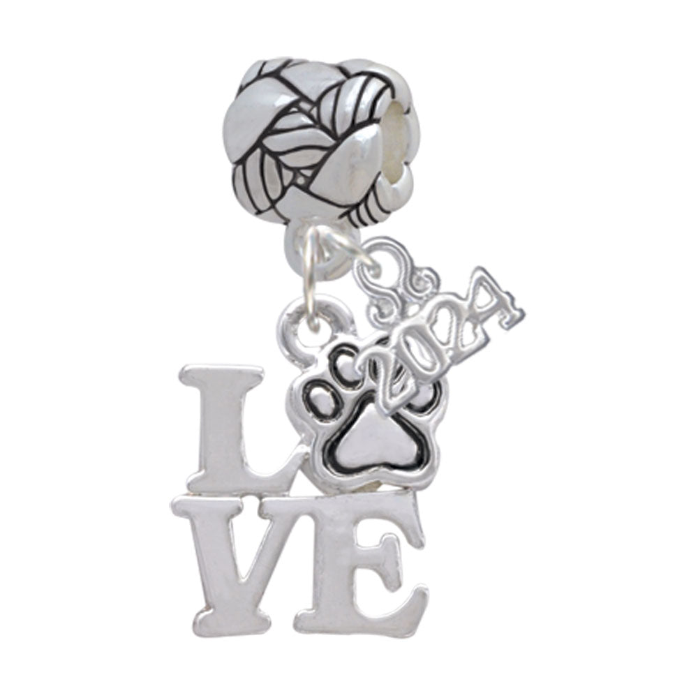Delight Jewelry Silvertone Love with Color Paw Woven Rope Charm Bead Dangle with Year 2024 Image 4