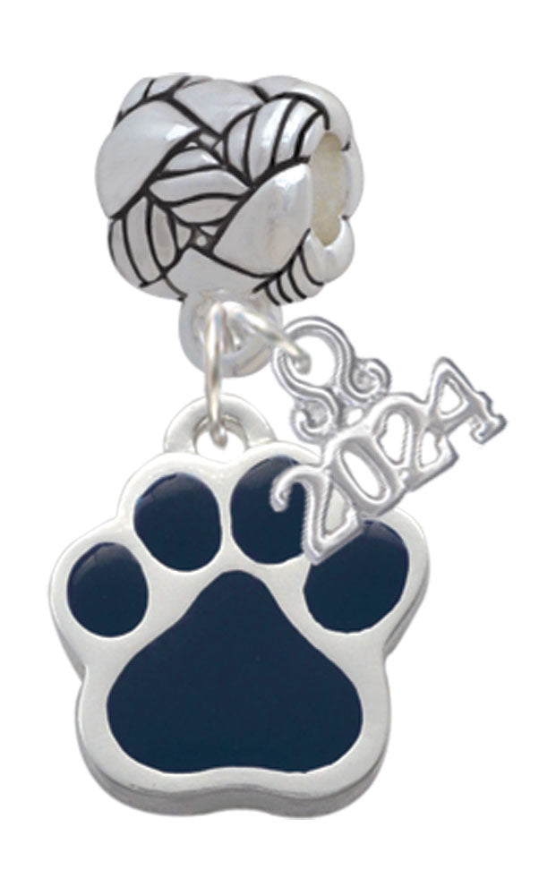Delight Jewelry Silvertone Large Enamel Paw Woven Rope Charm Bead Dangle with Year 2024 Image 3