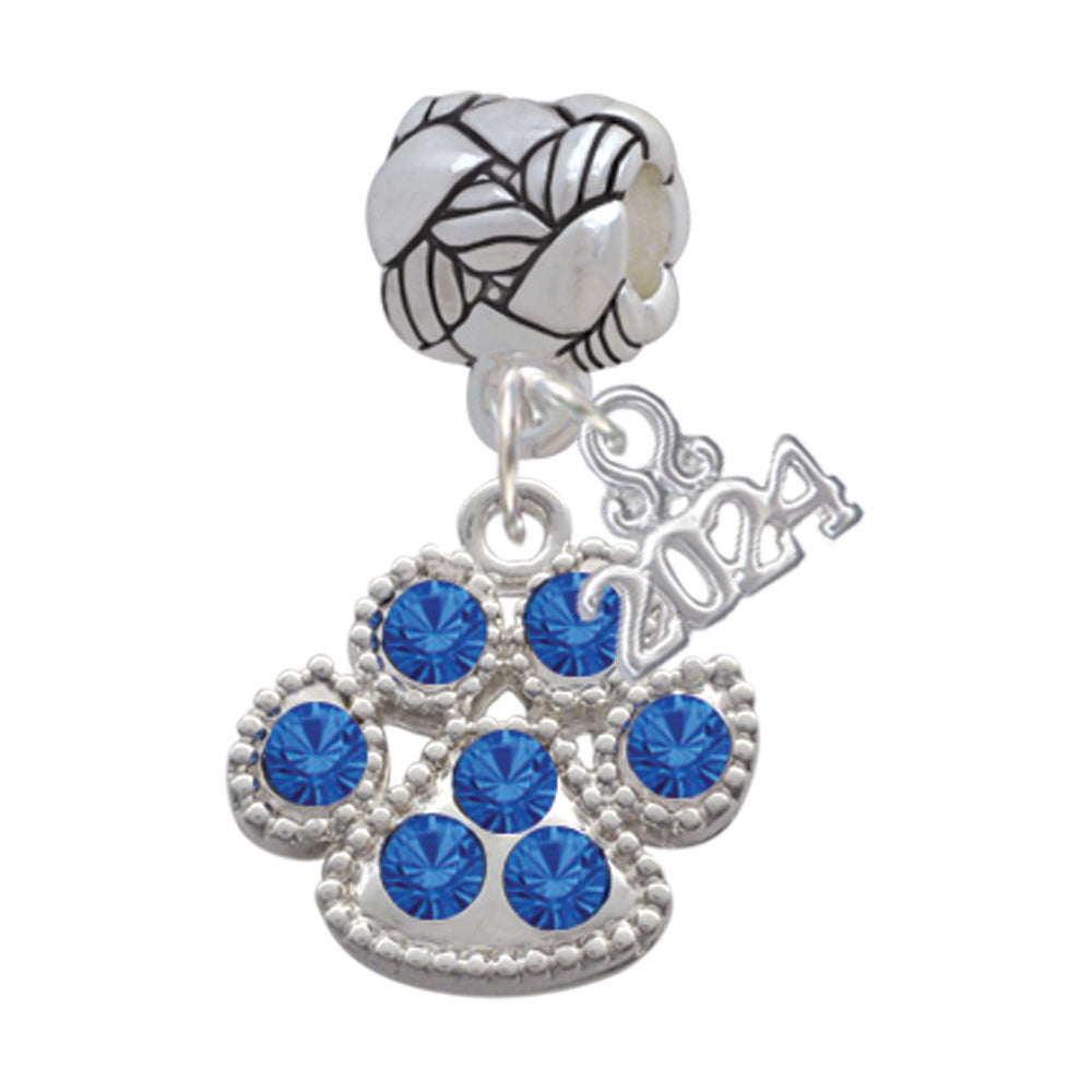 Delight Jewelry Silvertone Large Paw with Crystals Woven Rope Charm Bead Dangle with Year 2024 Image 6