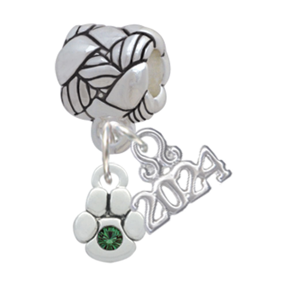 Delight Jewelry Silvertone Mini Paw with Crystal Woven Rope Charm Bead Dangle with Year 2024 Image 8