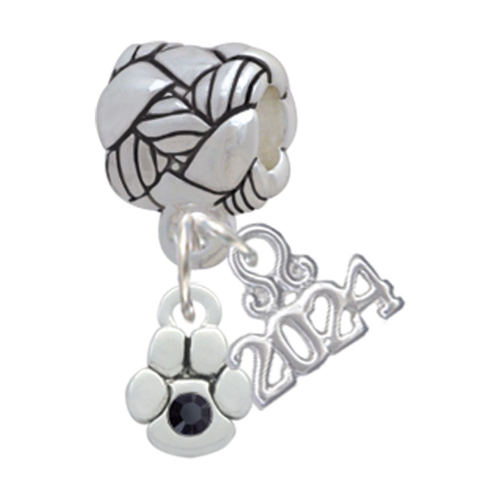 Delight Jewelry Silvertone Mini Paw with Crystal Woven Rope Charm Bead Dangle with Year 2024 Image 9