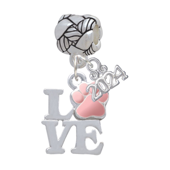 Delight Jewelry Silvertone Love with Color Paw Woven Rope Charm Bead Dangle with Year 2024 Image 6