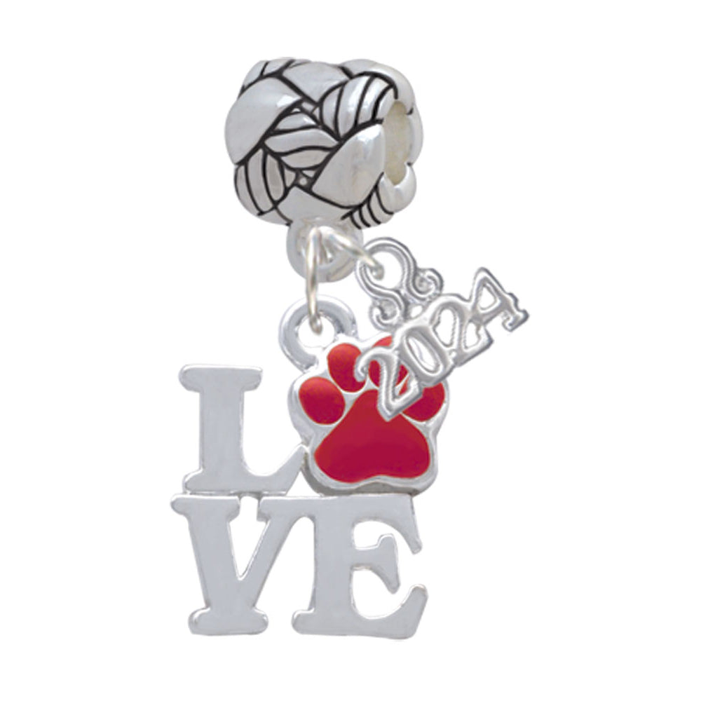 Delight Jewelry Silvertone Love with Color Paw Woven Rope Charm Bead Dangle with Year 2024 Image 7