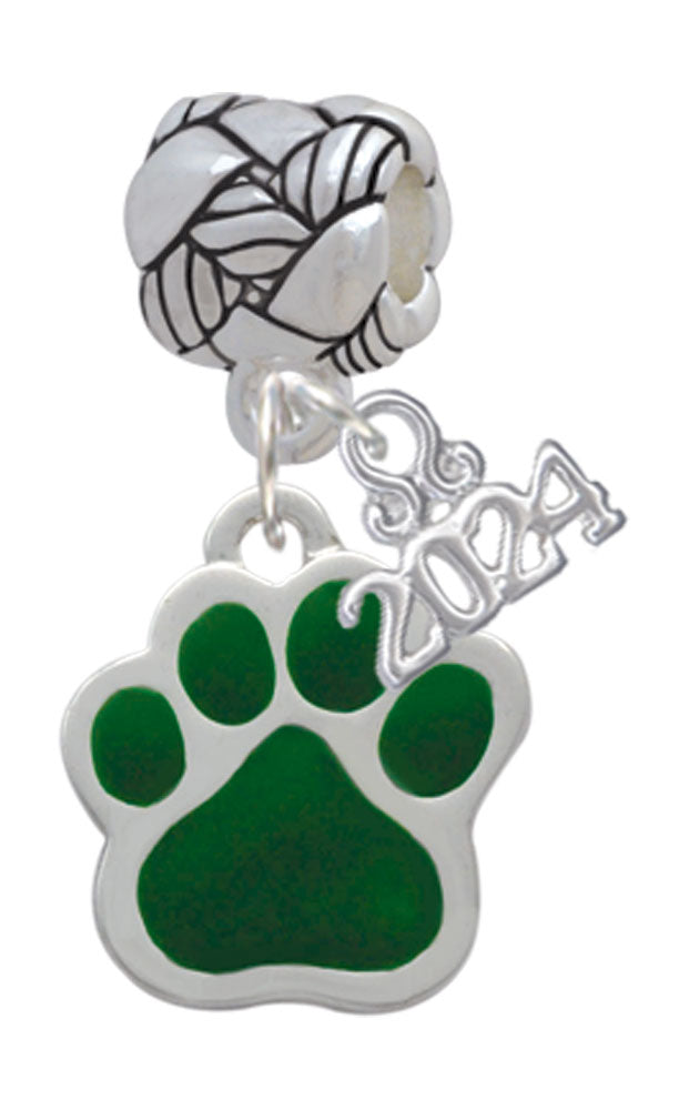 Delight Jewelry Silvertone Large Enamel Paw Woven Rope Charm Bead Dangle with Year 2024 Image 4