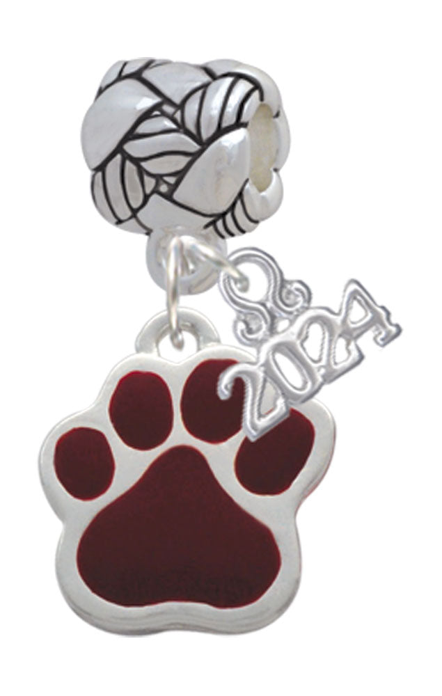 Delight Jewelry Silvertone Large Enamel Paw Woven Rope Charm Bead Dangle with Year 2024 Image 4