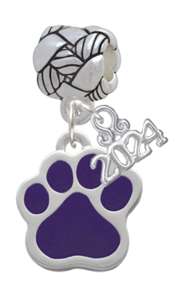 Delight Jewelry Silvertone Large Enamel Paw Woven Rope Charm Bead Dangle with Year 2024 Image 6