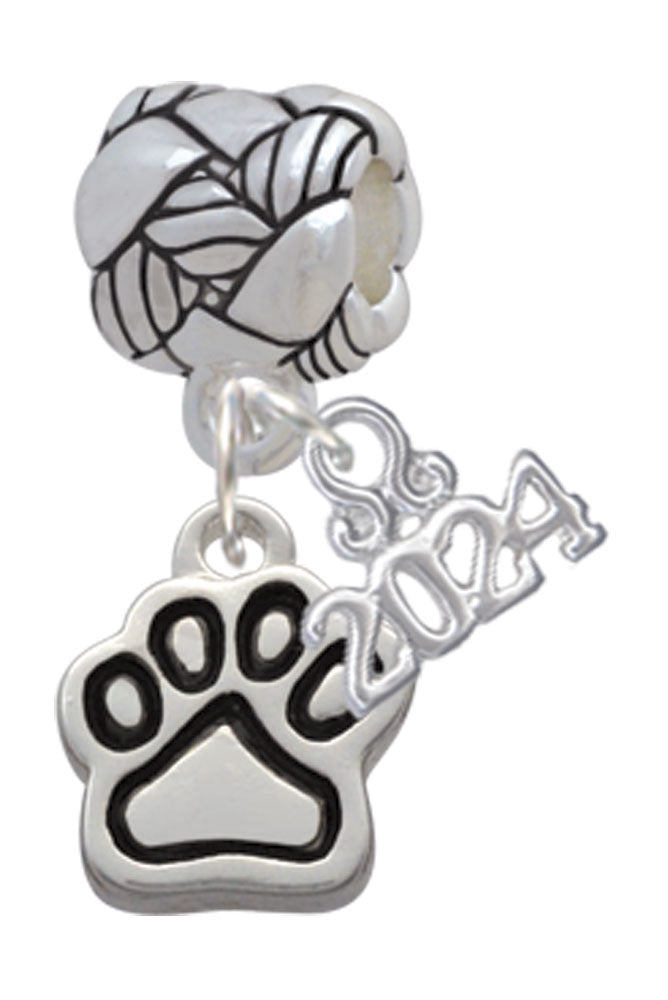 Delight Jewelry Silvertone Small Color Paw Woven Rope Charm Bead Dangle with Year 2024 Image 2