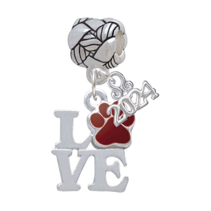 Delight Jewelry Silvertone Love with Color Paw Woven Rope Charm Bead Dangle with Year 2024 Image 12