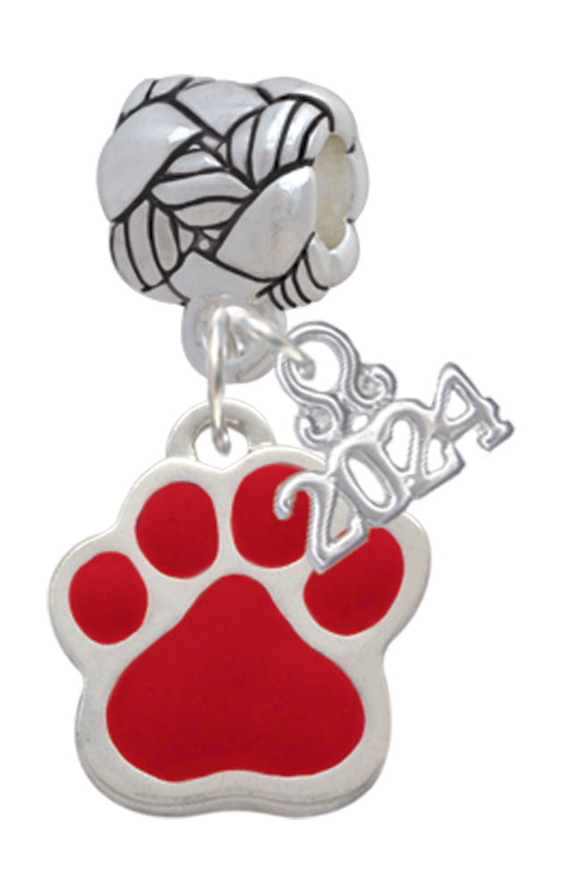 Delight Jewelry Silvertone Large Enamel Paw Woven Rope Charm Bead Dangle with Year 2024 Image 7