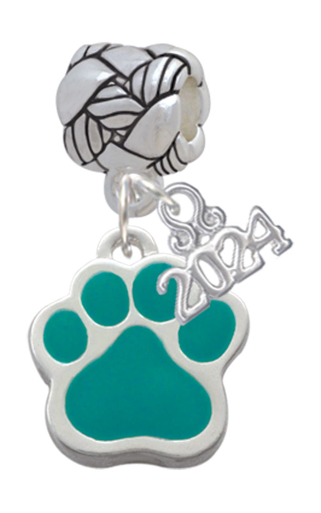 Delight Jewelry Silvertone Large Enamel Paw Woven Rope Charm Bead Dangle with Year 2024 Image 8