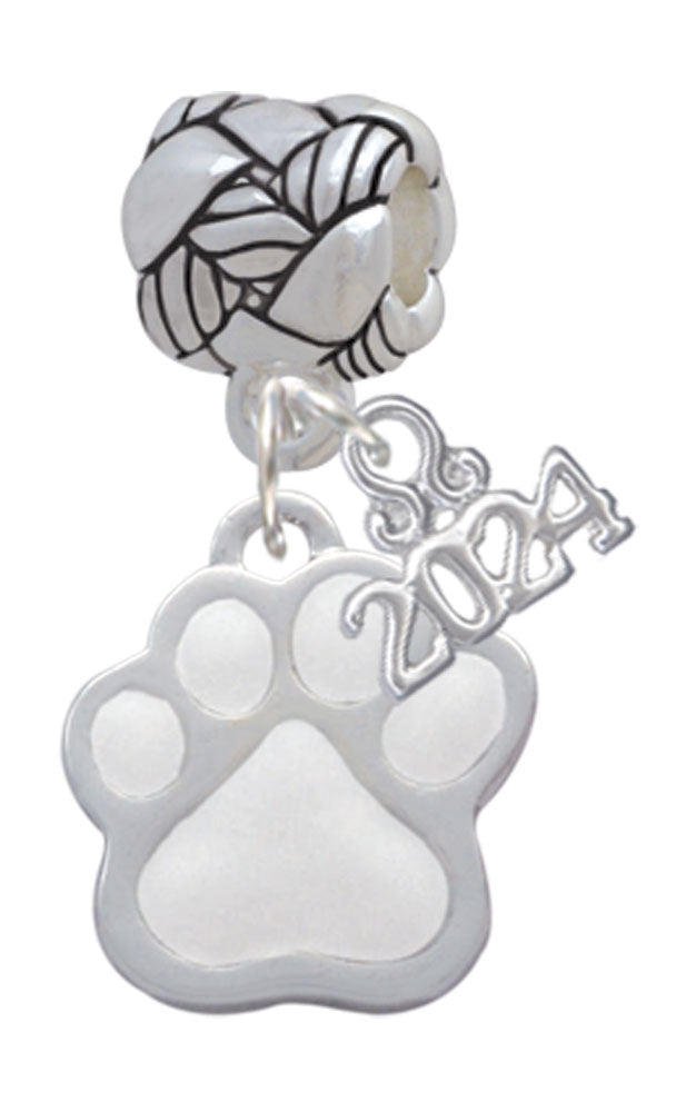 Delight Jewelry Silvertone Large Enamel Paw Woven Rope Charm Bead Dangle with Year 2024 Image 9