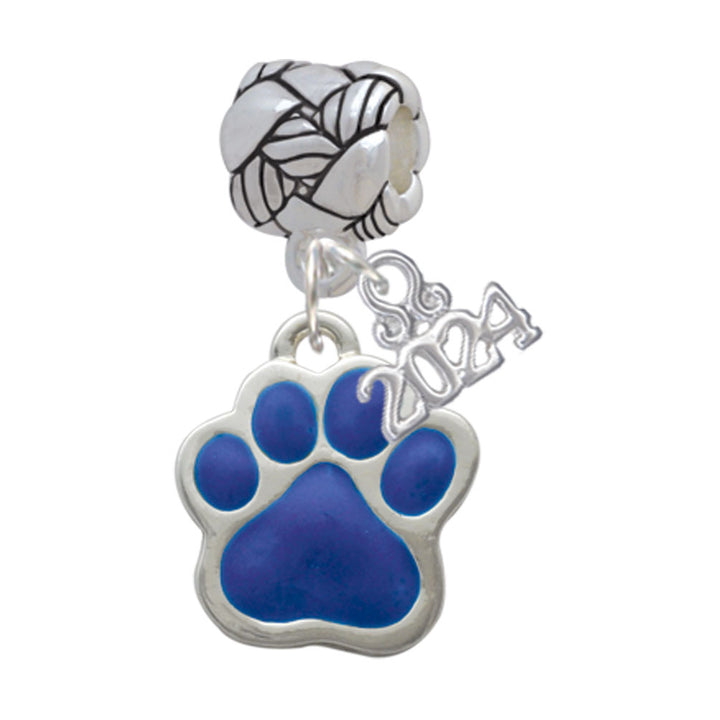 Delight Jewelry Silvertone Large Enamel Paw Woven Rope Charm Bead Dangle with Year 2024 Image 11