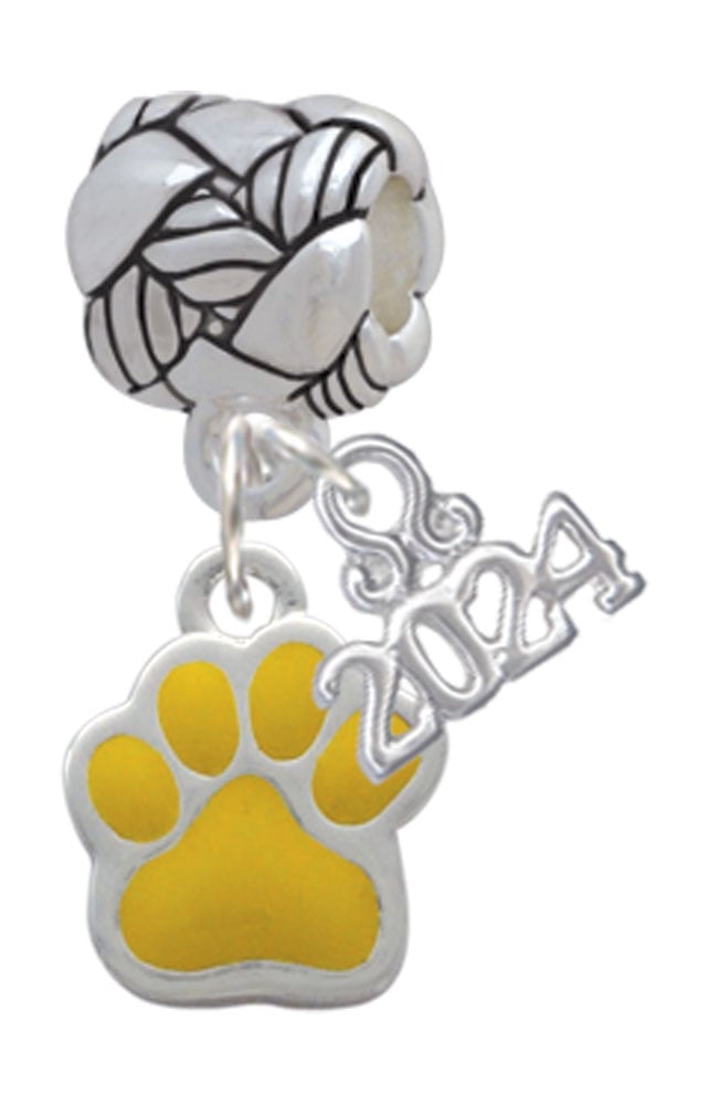 Delight Jewelry Silvertone Small Color Paw Woven Rope Charm Bead Dangle with Year 2024 Image 1