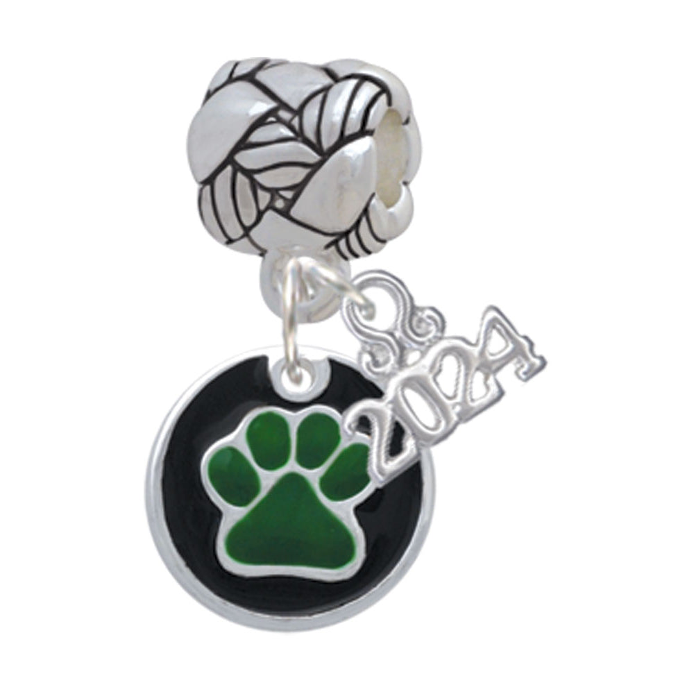 Delight Jewelry Silvertone Enamel Paw on Black Disc Woven Rope Charm Bead Dangle with Year 2024 Image 11