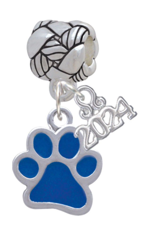 Delight Jewelry Silvertone Medium Translucent Enamel Paw Woven Rope Charm Bead Dangle with Year 2024 Image 4