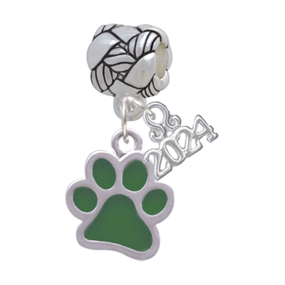 Delight Jewelry Silvertone Medium Translucent Enamel Paw Woven Rope Charm Bead Dangle with Year 2024 Image 6