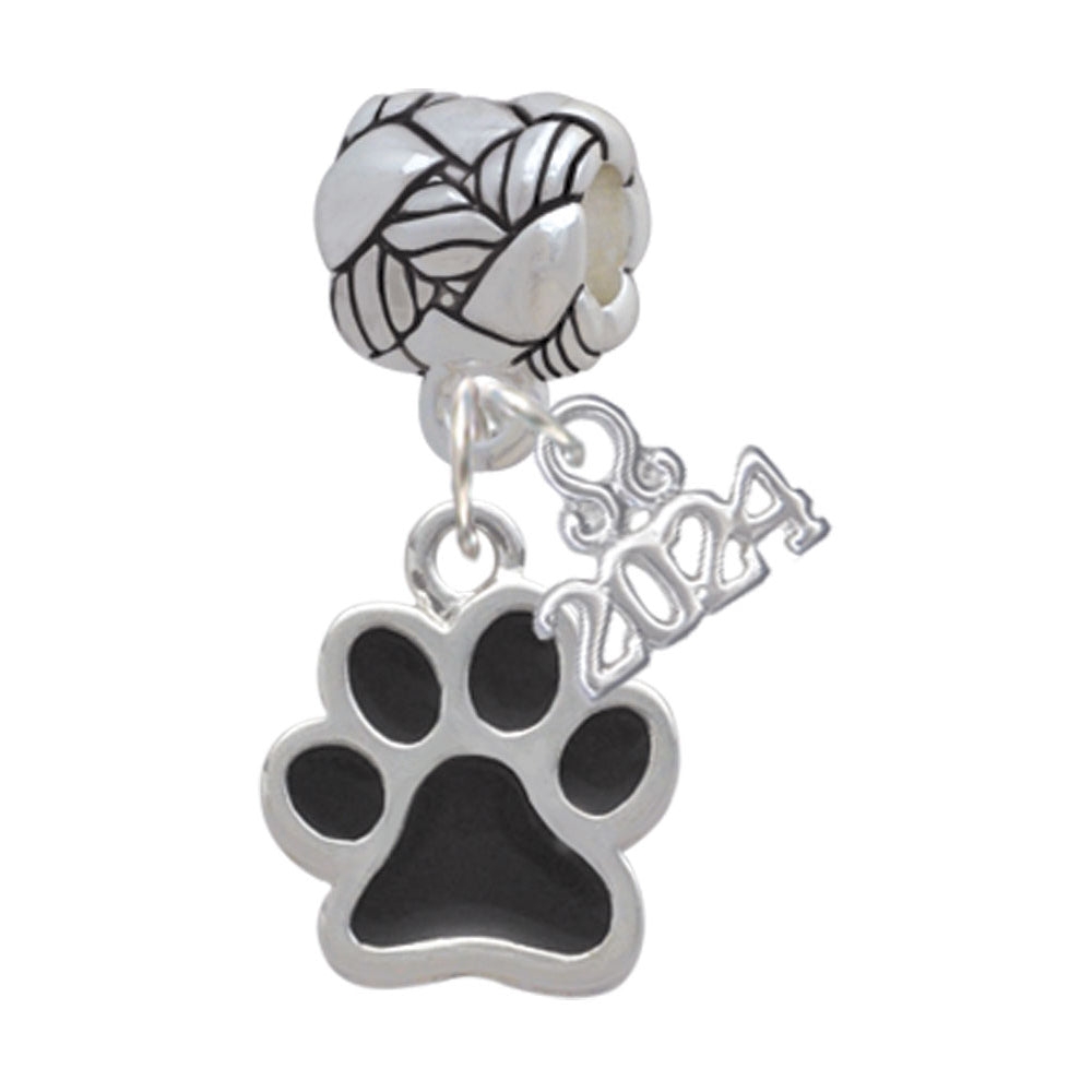Delight Jewelry Silvertone Medium Translucent Enamel Paw Woven Rope Charm Bead Dangle with Year 2024 Image 7