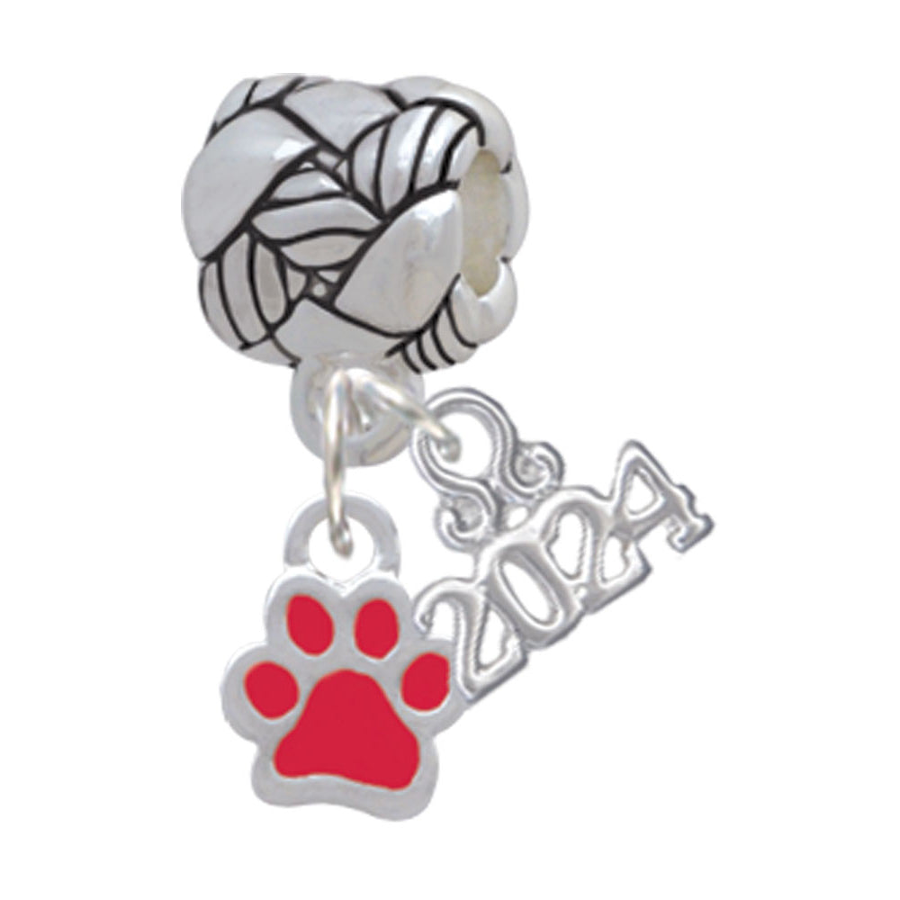 Delight Jewelry Silvertone Mini Translucent Enamel Paw Woven Rope Charm Bead Dangle with Year 2024 Image 4