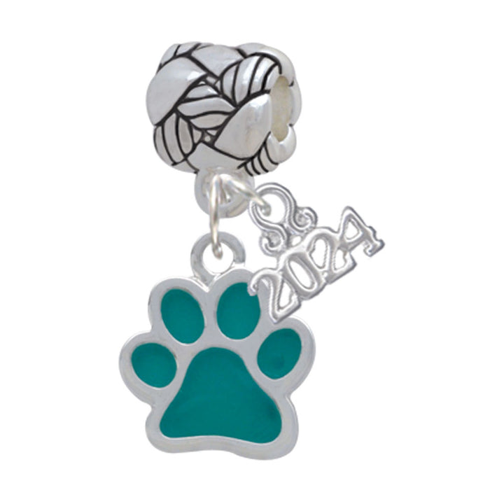 Delight Jewelry Silvertone Medium Translucent Enamel Paw Woven Rope Charm Bead Dangle with Year 2024 Image 8