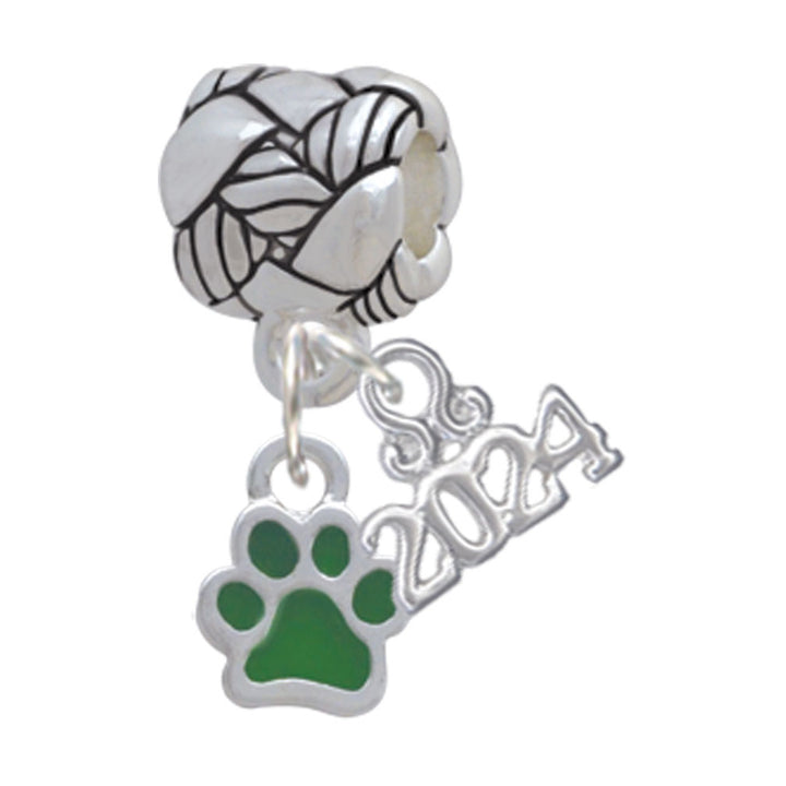 Delight Jewelry Silvertone Mini Translucent Enamel Paw Woven Rope Charm Bead Dangle with Year 2024 Image 6