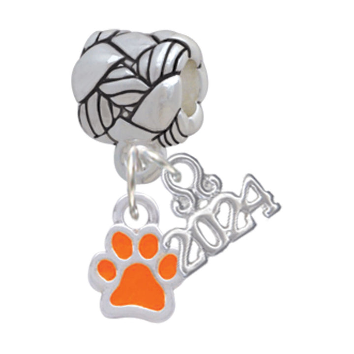 Delight Jewelry Silvertone Mini Translucent Enamel Paw Woven Rope Charm Bead Dangle with Year 2024 Image 7
