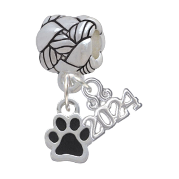 Delight Jewelry Silvertone Mini Translucent Enamel Paw Woven Rope Charm Bead Dangle with Year 2024 Image 1