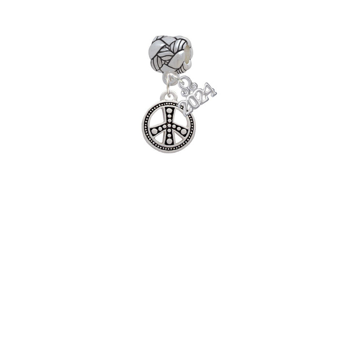 Delight Jewelry Plated Beaded Peace Sign Woven Rope Charm Bead Dangle with Year 2024 Image 2