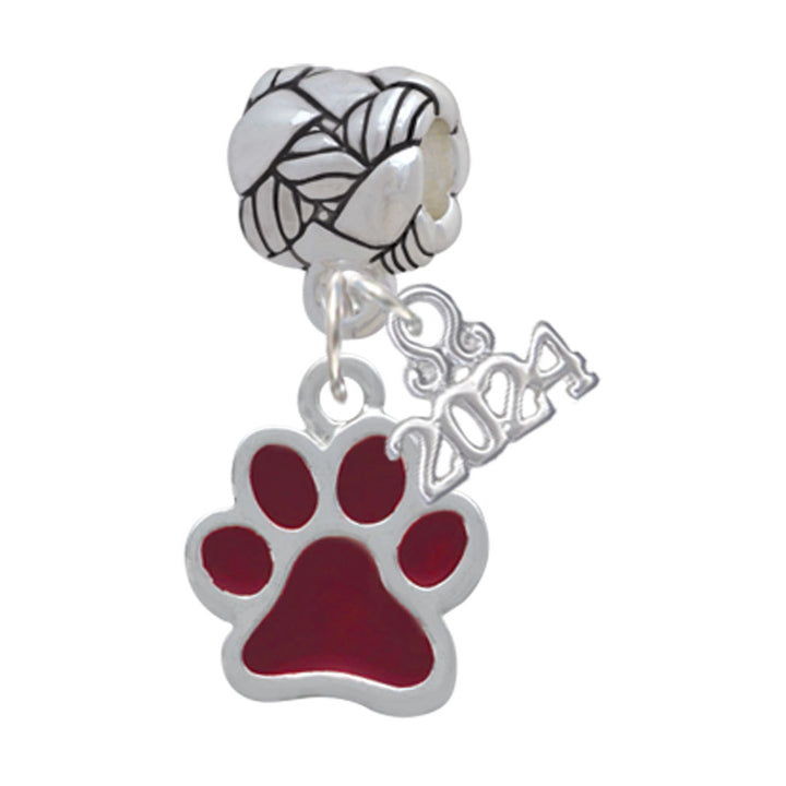 Delight Jewelry Silvertone Medium Translucent Enamel Paw Woven Rope Charm Bead Dangle with Year 2024 Image 11
