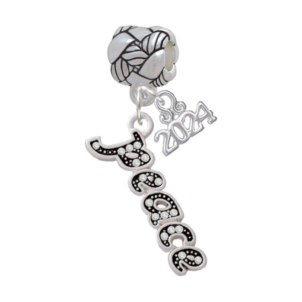 Delight Jewelry Plated Crystal Script Peace Woven Rope Charm Bead Dangle with Year 2024 Image 4