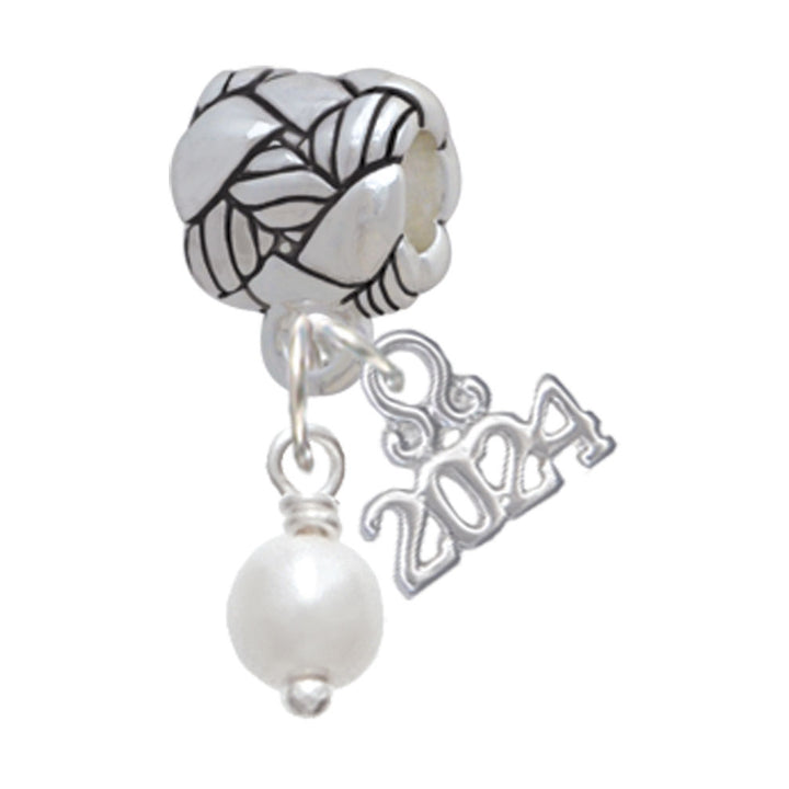 Delight Jewelry Plated 6mm Glass Imitation Pearl Bead Drop Woven Rope Charm Bead Dangle with Year 2024 Image 1