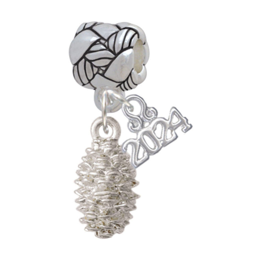 Delight Jewelry Plated Pine Cone Woven Rope Charm Bead Dangle with Year 2024 Image 1