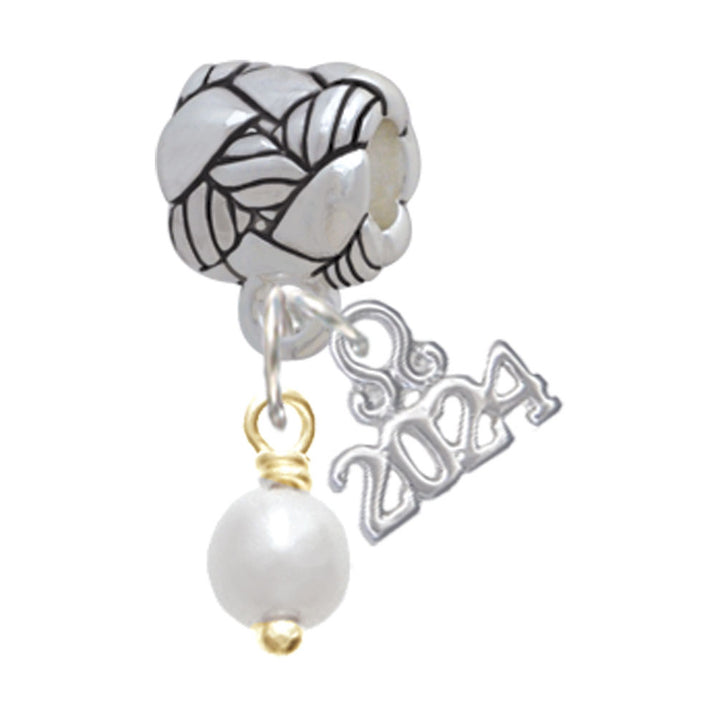 Delight Jewelry Plated 6mm Glass Imitation Pearl Bead Drop Woven Rope Charm Bead Dangle with Year 2024 Image 4