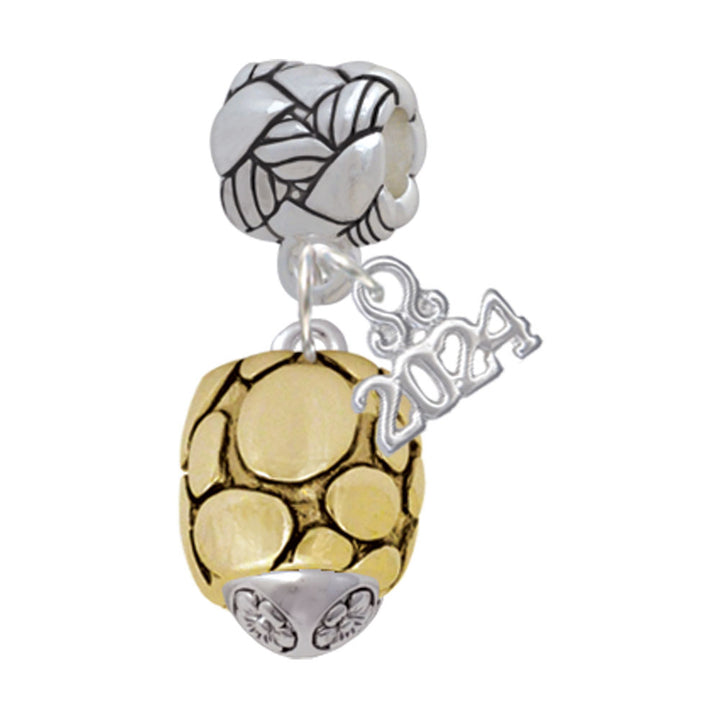 Delight Jewelry Plated Flat Pebbles Spinner Woven Rope Charm Bead Dangle with Year 2024 Image 1