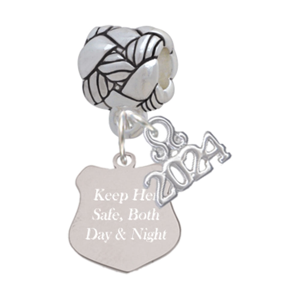 Delight Jewelry Stainless Steel Police Badge - Keep Safe - Woven Rope Charm Bead Dangle with Year 2024 Image 4