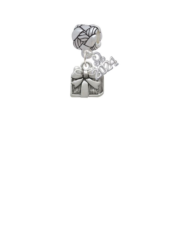 Delight Jewelry Silvertone Small Enamel Present Woven Rope Charm Bead Dangle with Year 2024 Image 2