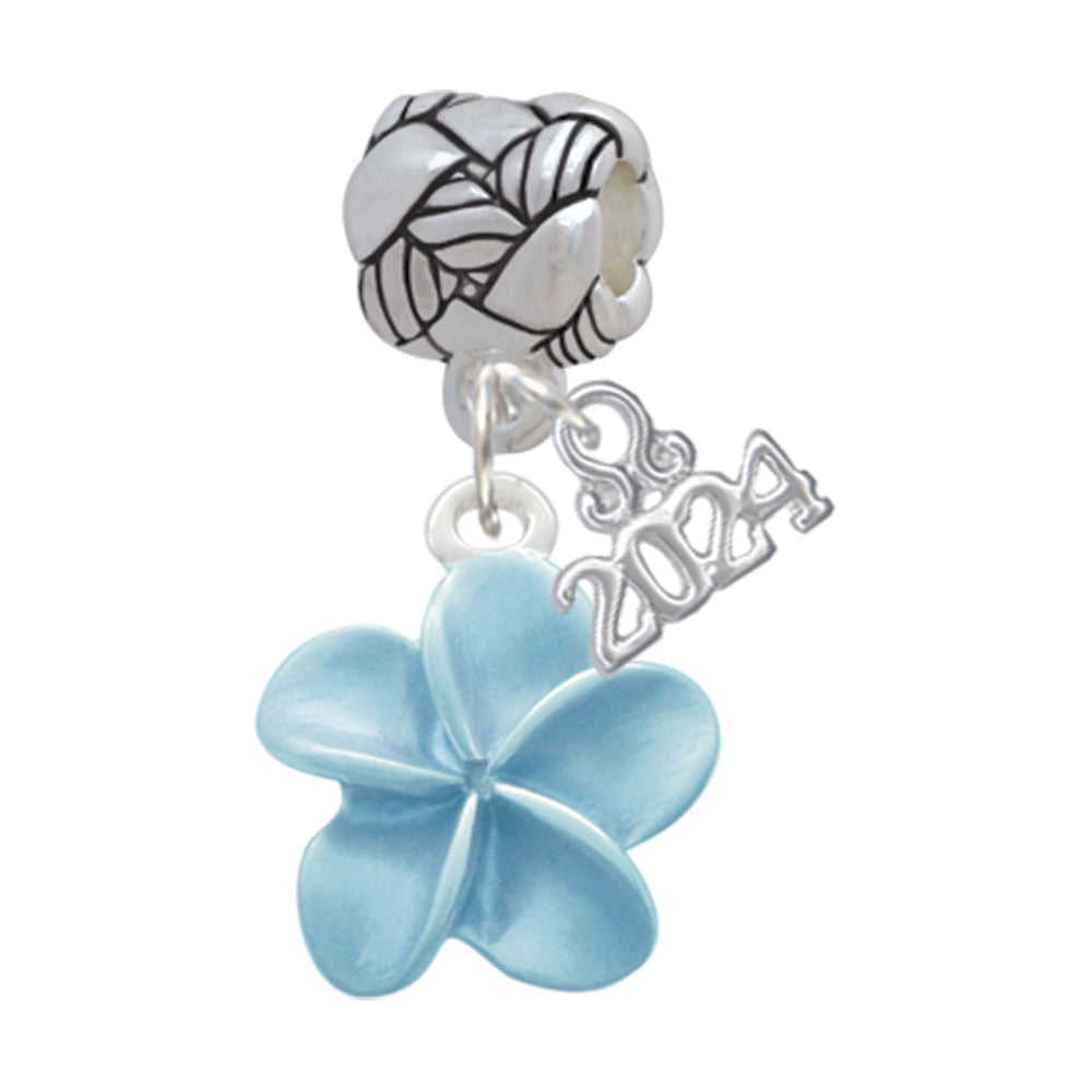 Delight Jewelry Silvertone Pastel Plumeria Flower Woven Rope Charm Bead Dangle with Year 2024 Image 6