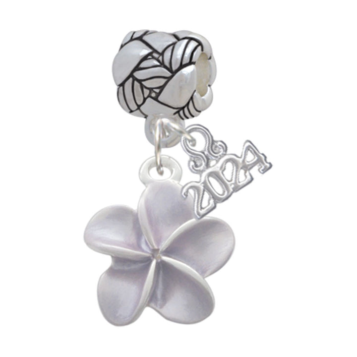 Delight Jewelry Silvertone Pastel Plumeria Flower Woven Rope Charm Bead Dangle with Year 2024 Image 7